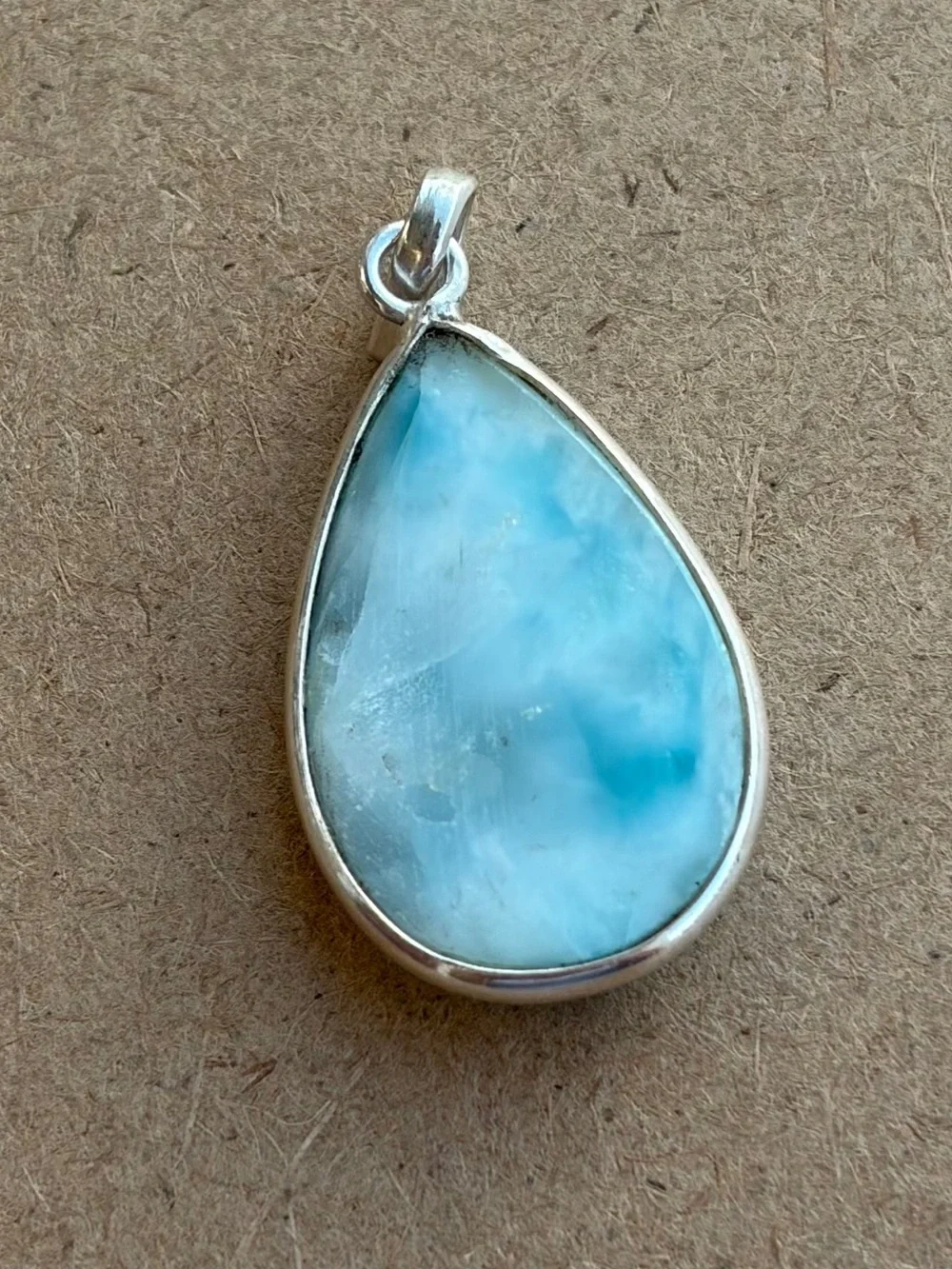 925 Sterling Silver Teardrop Larimar Pendant